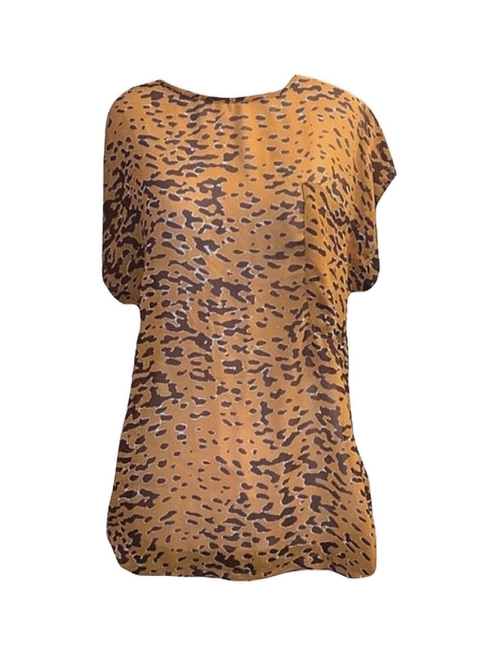 WALTER BAKER Women's Short Sleeve Blouse Leopard Print Size Small
